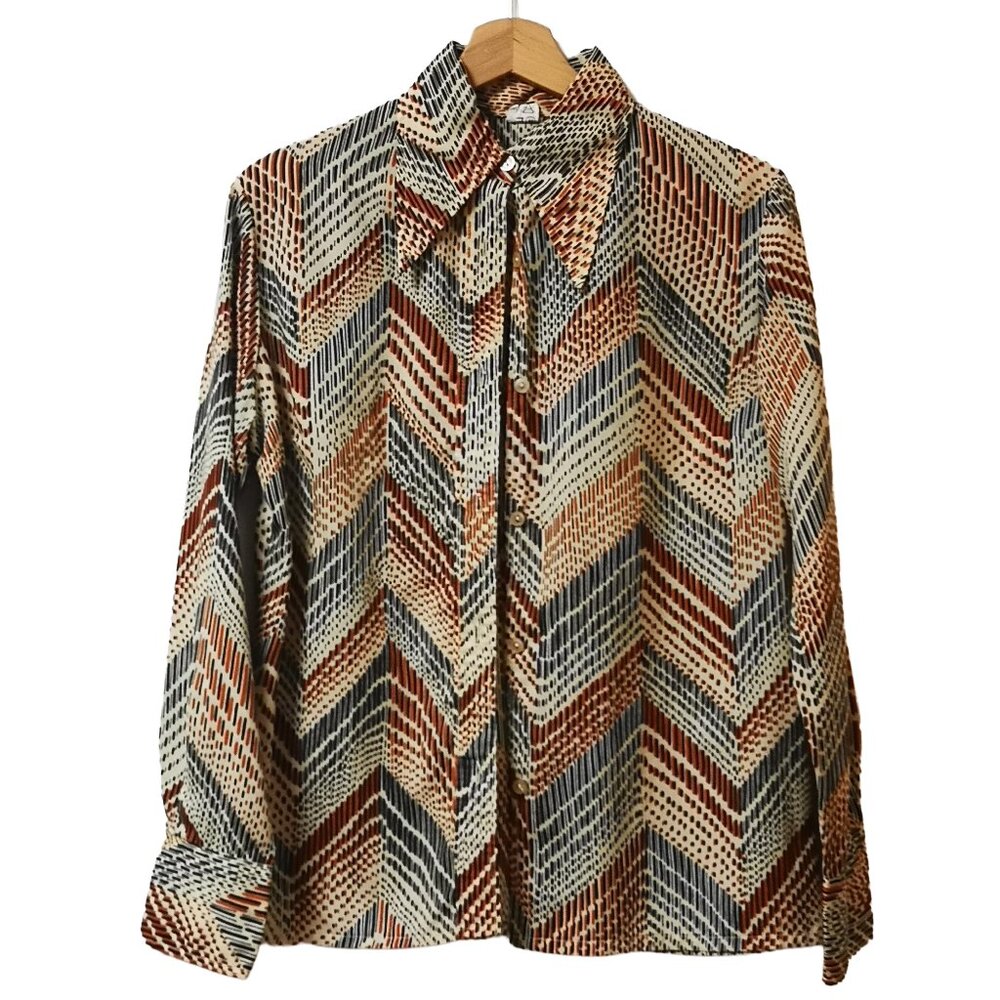 70's Cool Girl Vintage Pointy Collar Blouse Small